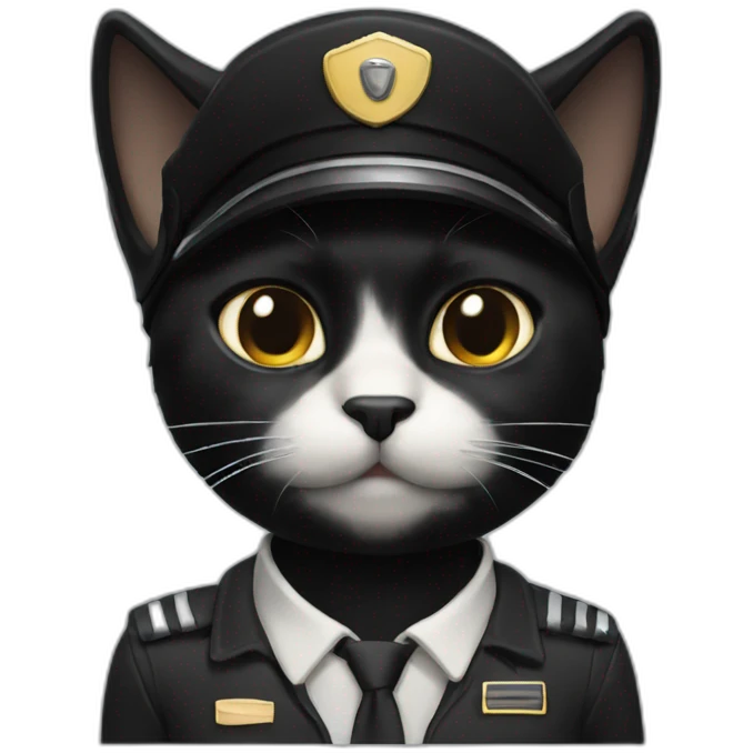 black cat that is a pilot with cream smudge on face emoji