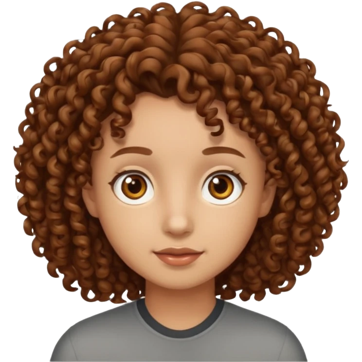 Nano con capelli ricci marroni, occhi marroni emoji