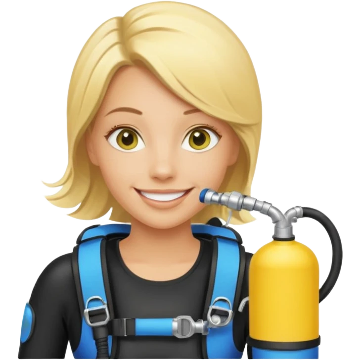 scuba diving girl blonde with yellow oxygen tank emoji