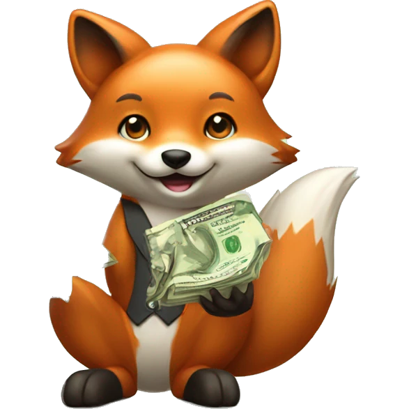 Cute-Fox-with-Money-and-gamepad-in-hands emoji