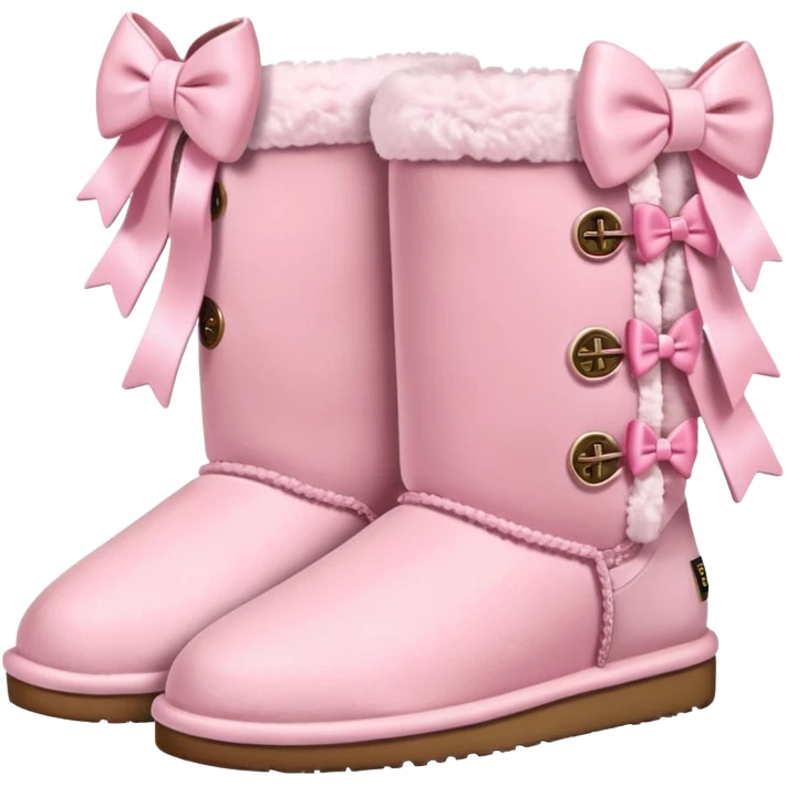 realistic pastel pink uggs with bows on the back emoji