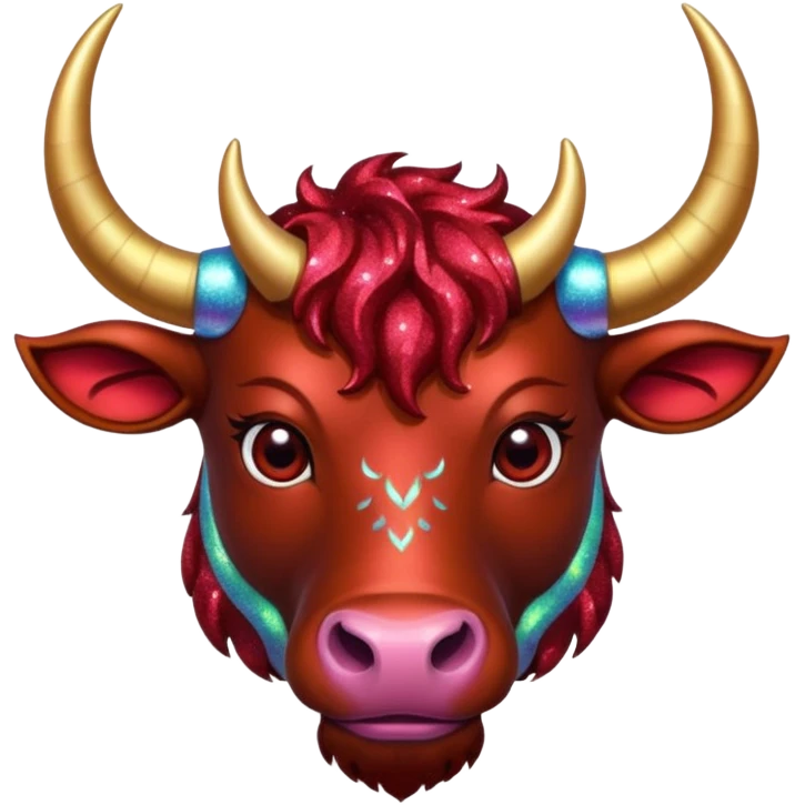 red glitter horned ox emoji