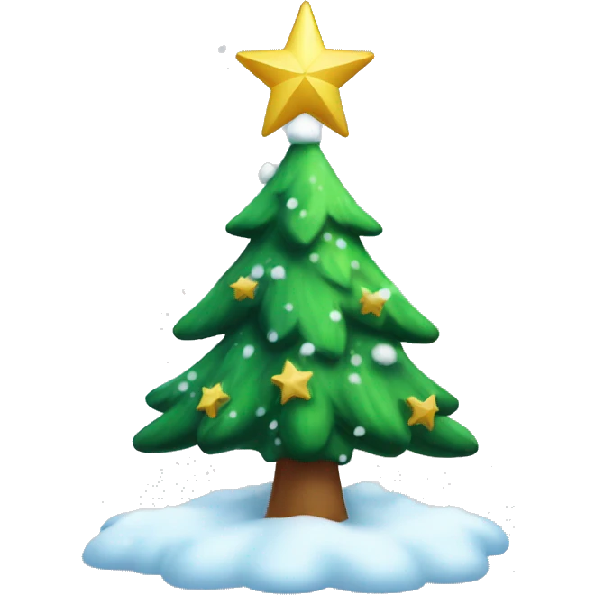 christmas tree with snow and a star on top emoji