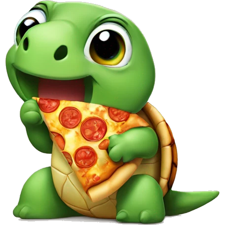 cute turtle eating pizza emoji