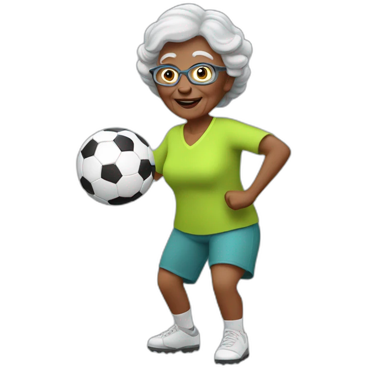 Granny playing football emoji