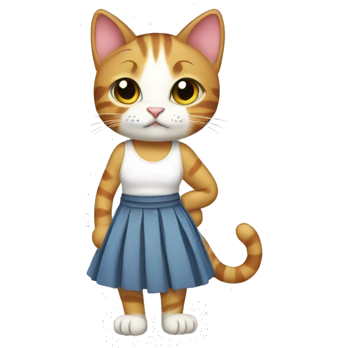 Cat with skirt emoji