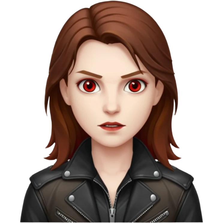 Vampire Hunter with brown long hair, red eyes emoji