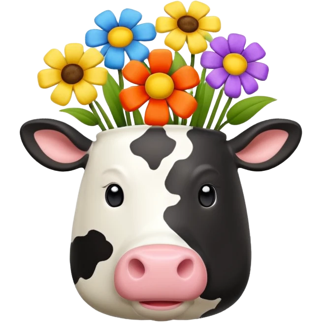 Cow print vase with flowers emoji