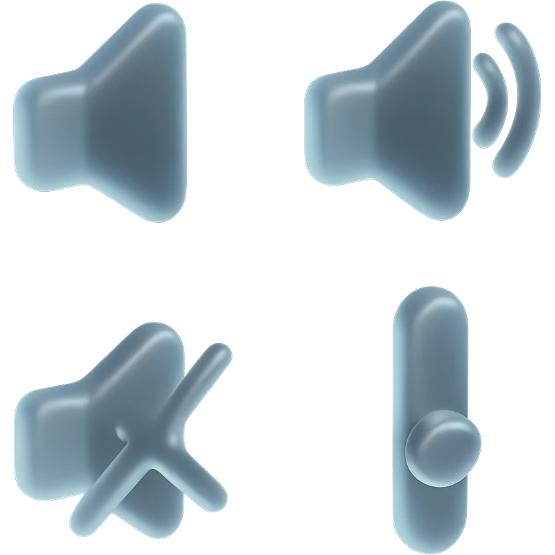 sound icon with a smooth, liquid glass finish, Apple icon style emoji