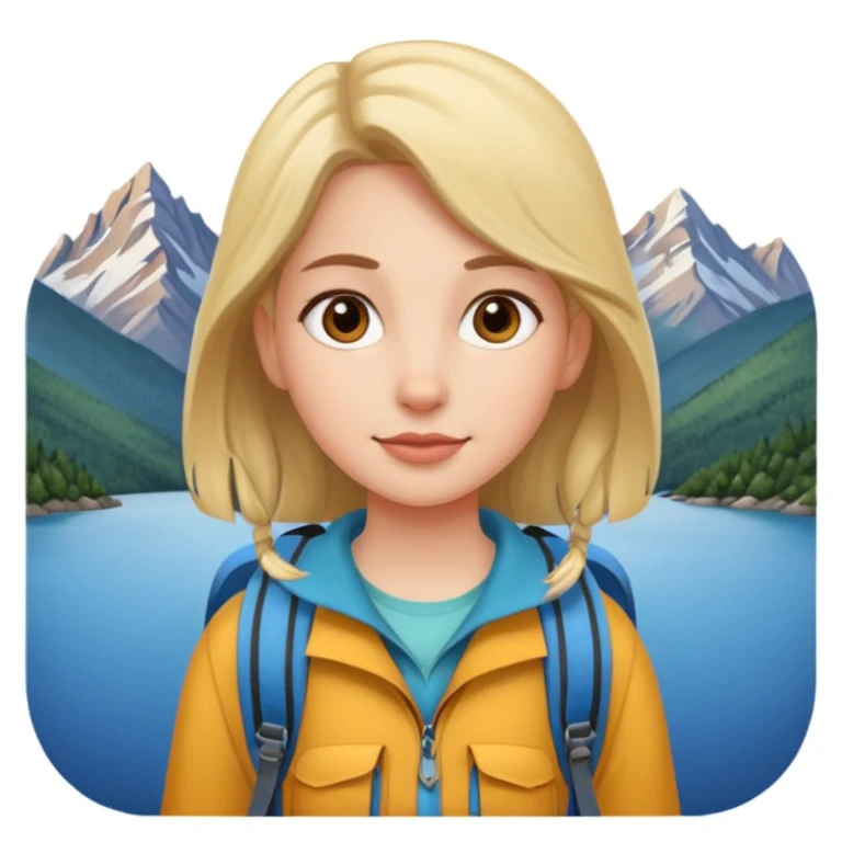 girl back packing mountains background  emoji