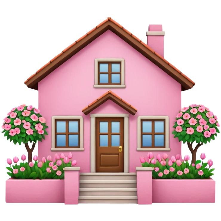 Pink house with flowers emoji