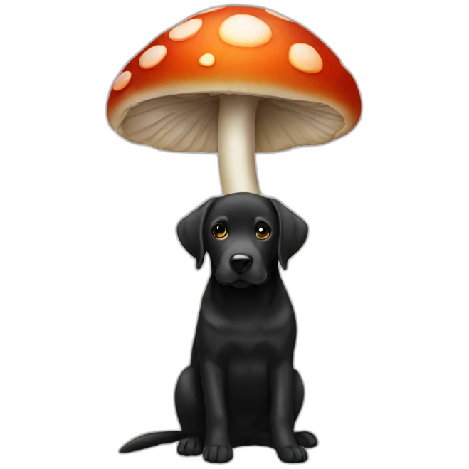 Black Labrador is mushroom emoji