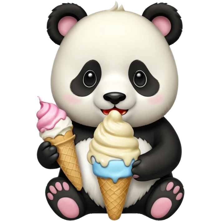 Panda eating ice cream emoji