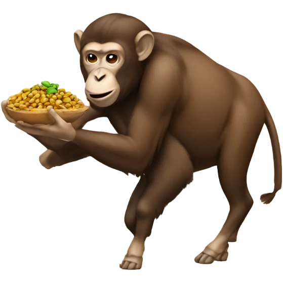 monkey dancing on a bison holding beans  emoji