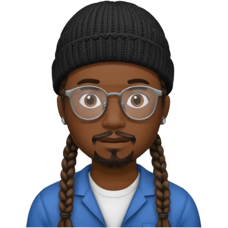 man with braids glasses beanie and goatee emoji