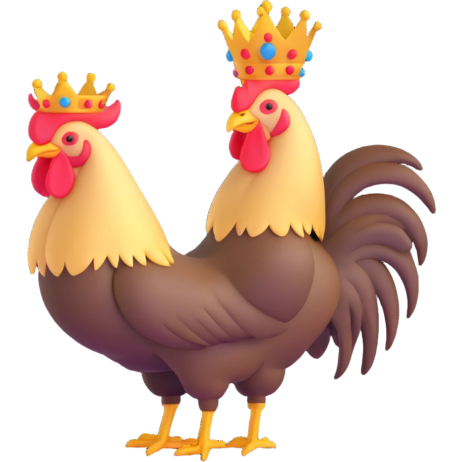rooster with a golden crown emoji
