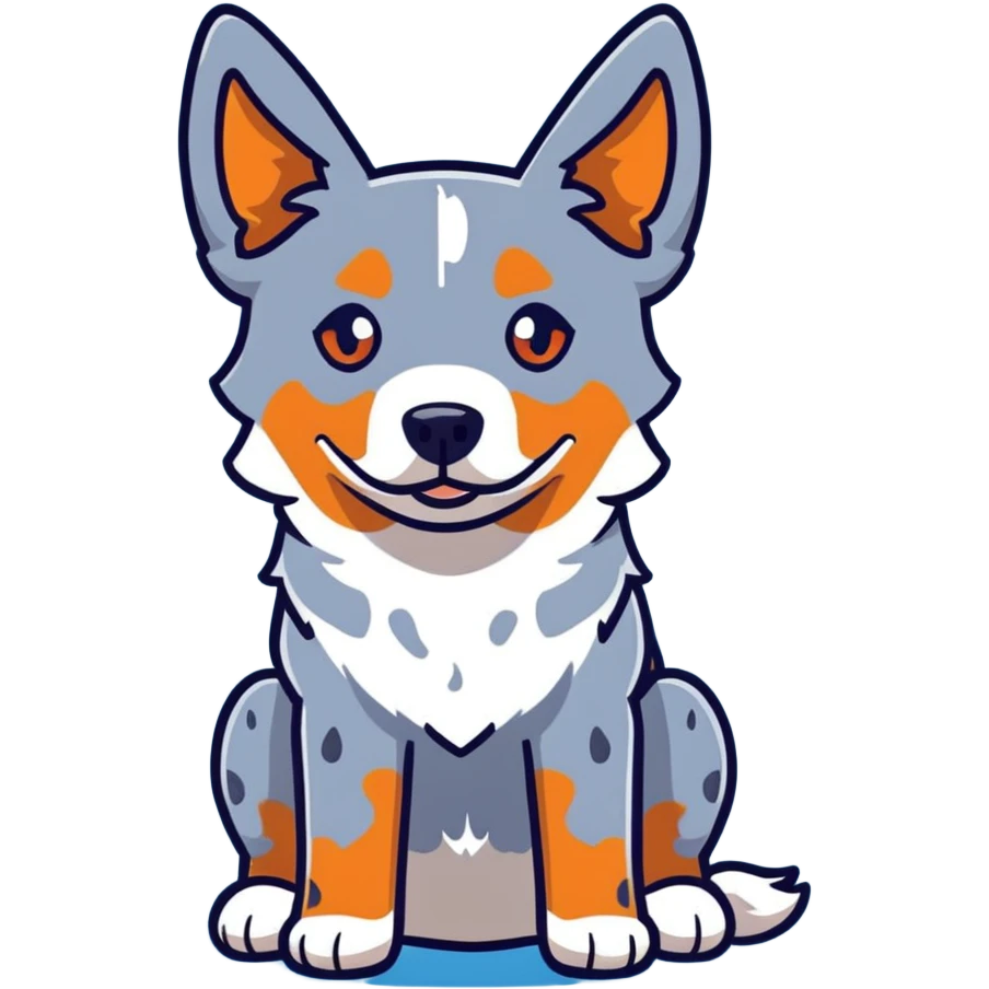 cute blue heeler cattle dog head with characteristic blue-gray speckled coat and alert expression emoji