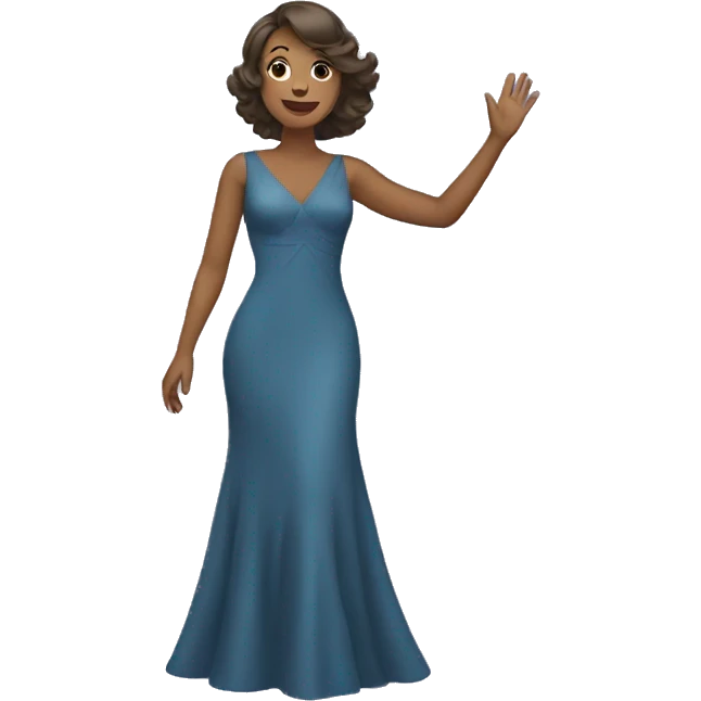 woman in dress waving emoji