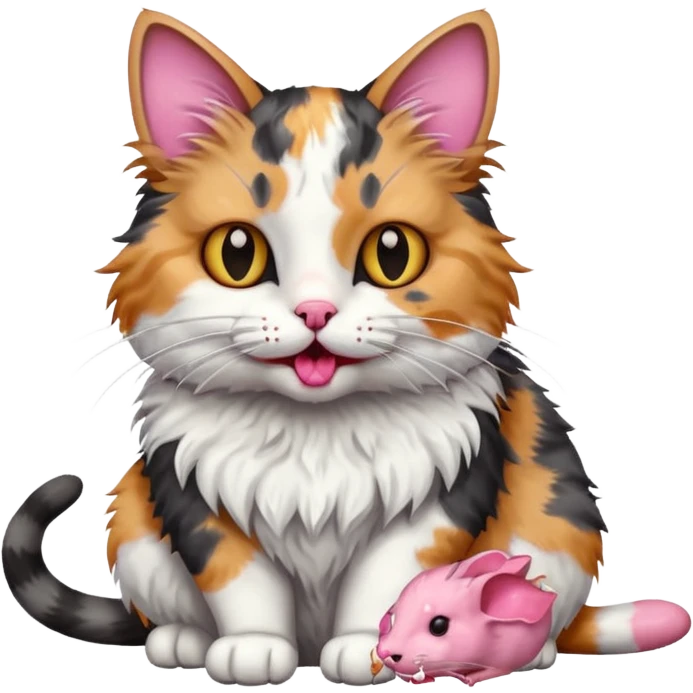 A cat holding a dead mouse emoji