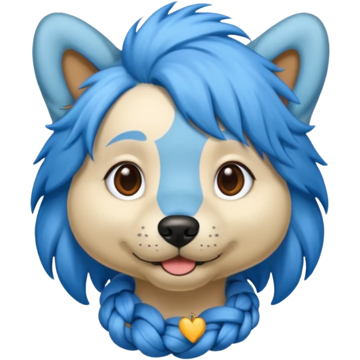 blue haired dog with braided hair emoji