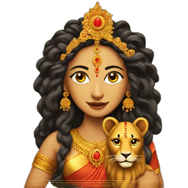 Durga mata  with lion emoji