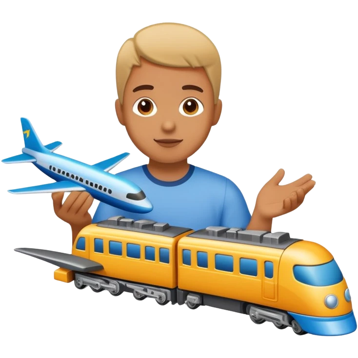 person that plays with trains and airplane emoji