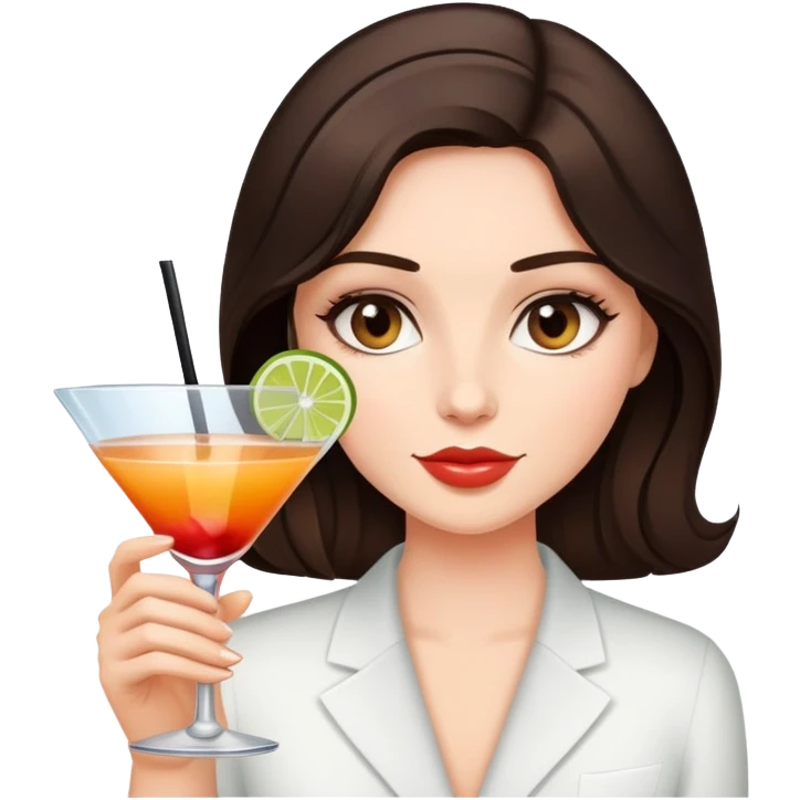 Brunette with a cocktail emoji