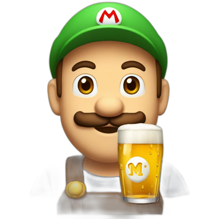 Mario qui boi une bière emoji