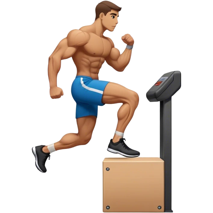 buff man step onto plyo-box side-view emoji