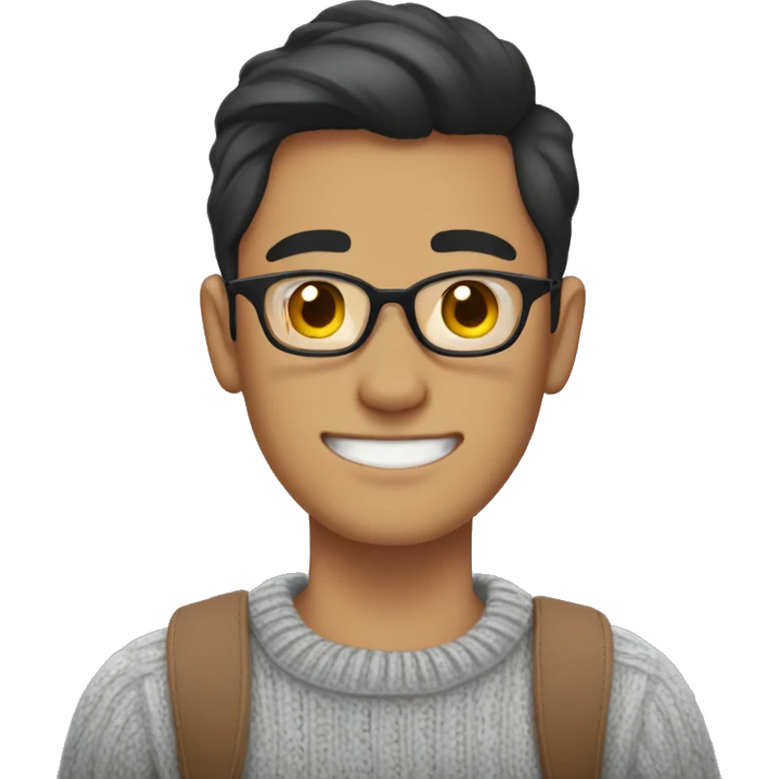 slightly whiter, filipino guy, 18 y.o with glasses wih sweater, thumbs up emoji