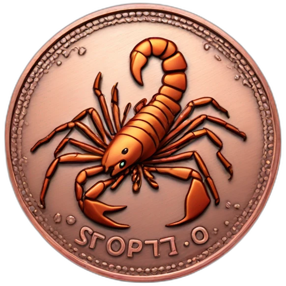 scorpio detailed rising copper coin emoji
