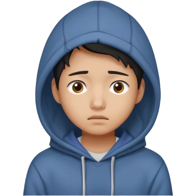 South Korean college student with a worried face (melange hoodie) emoji