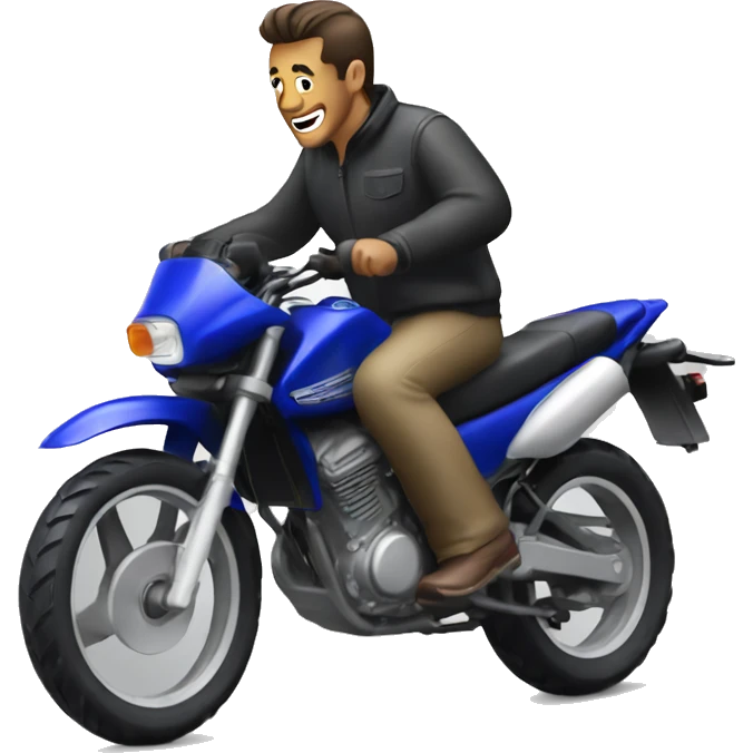 Man wheeling a Yamaha emoji