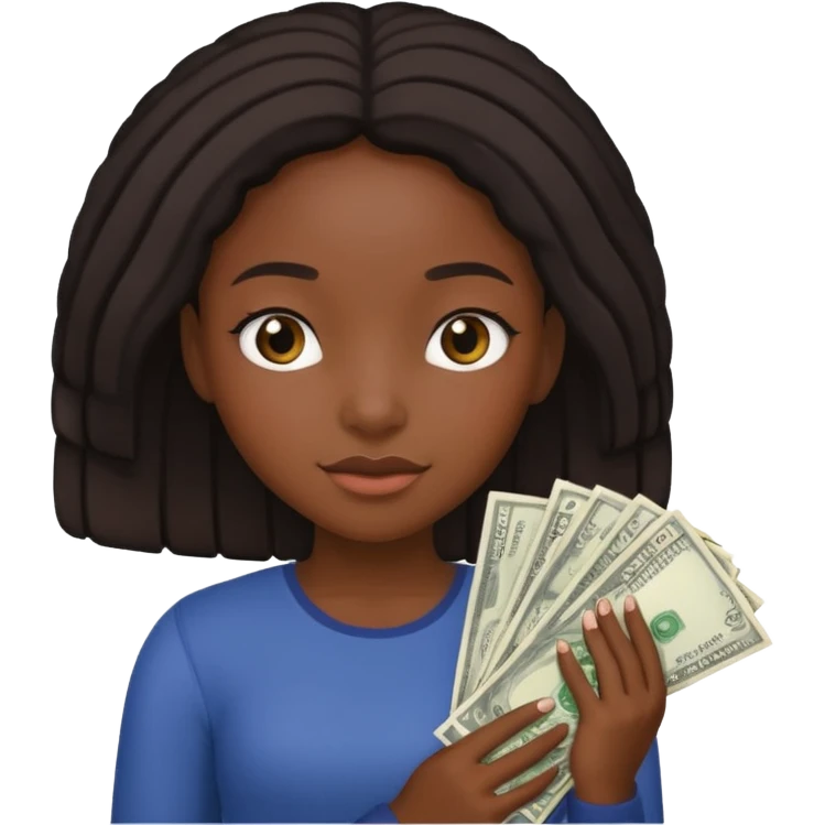 Baddie Black girl holding a stack of money emoji