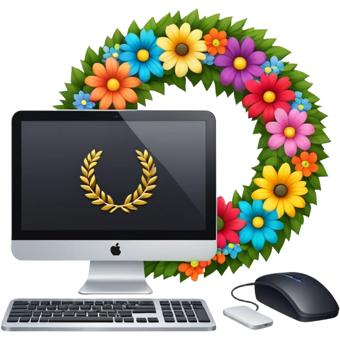 funeral wreath next to a computer emoji