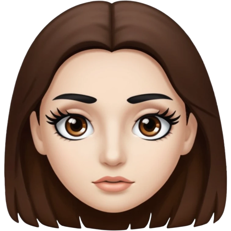 Eye black and big, eyelashes long, eyebrows black, skin white, and so beautiful hair long and brown skin tone white,hair brown and long and some brown emoji
