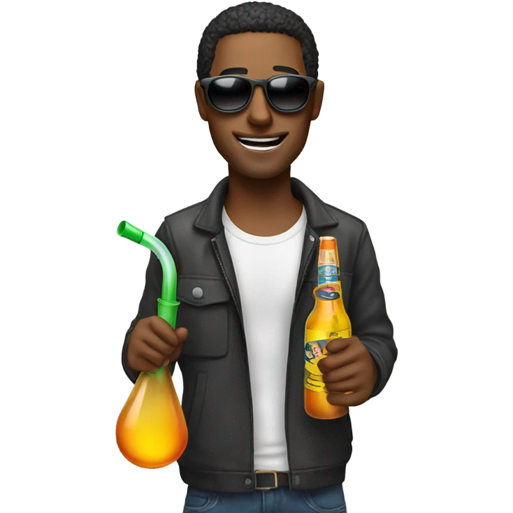 Guy holding Bong with sunglasses emoji