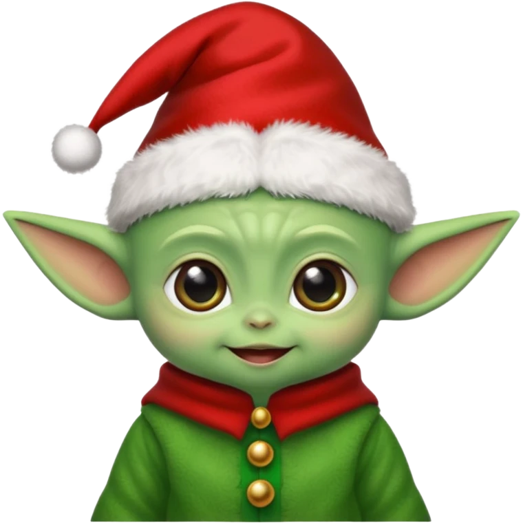 Baby joda con cappello da elfo di natale emoji