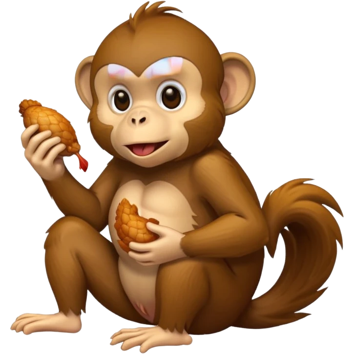 A monkey eating chiken emoji