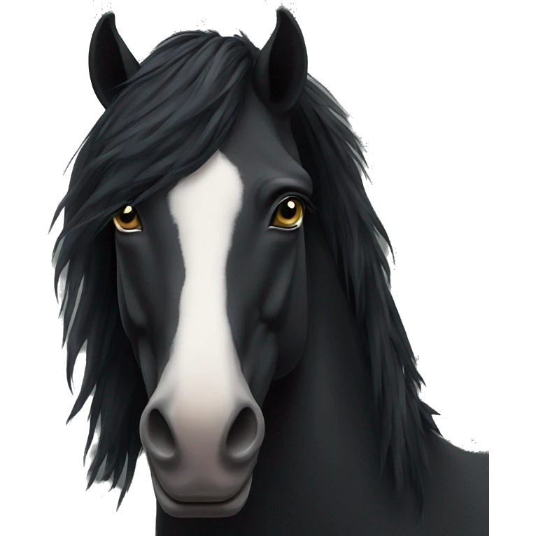 face of black horse with a small star on it's forehead emoji