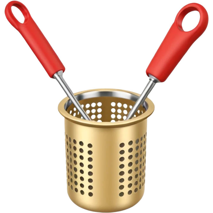Vertical potato masher with perforated bottom. emoji