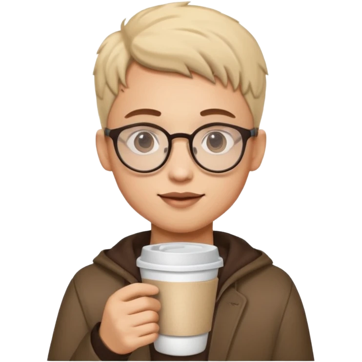 Student with round glasses and takeaway coffee emoji