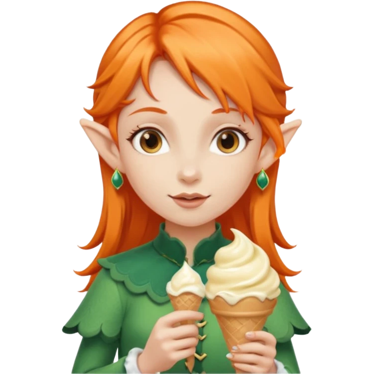 
a girl elf in orange hair with vanilla ice cream




 emoji