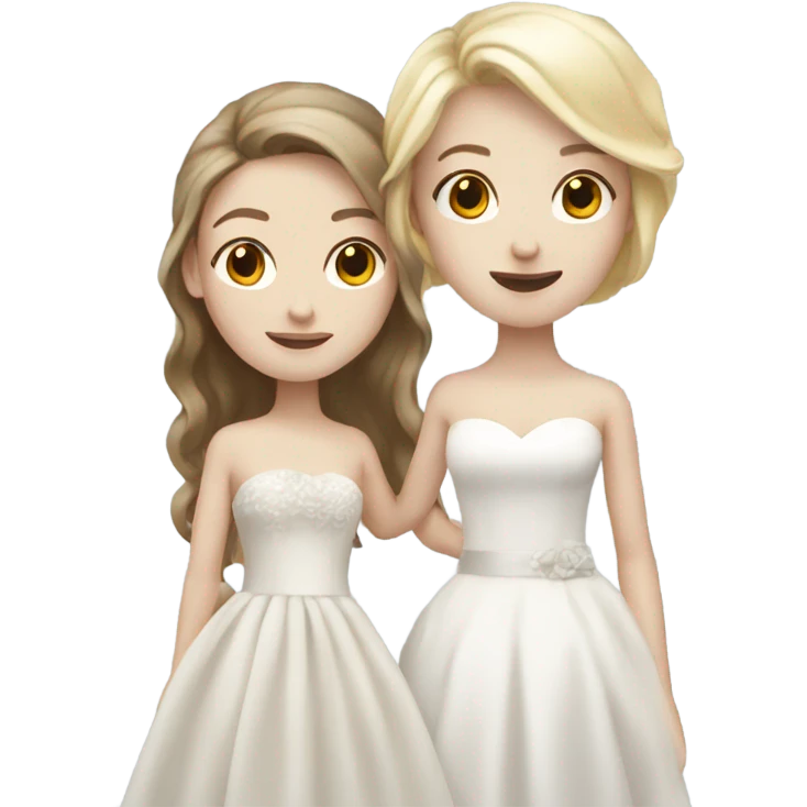 pale girl with brown hair marrying blonde girl emoji