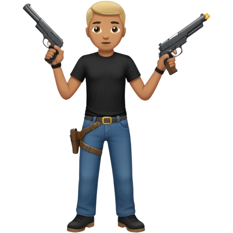 Guy holding a gun sagging his pants like a gangster emoji