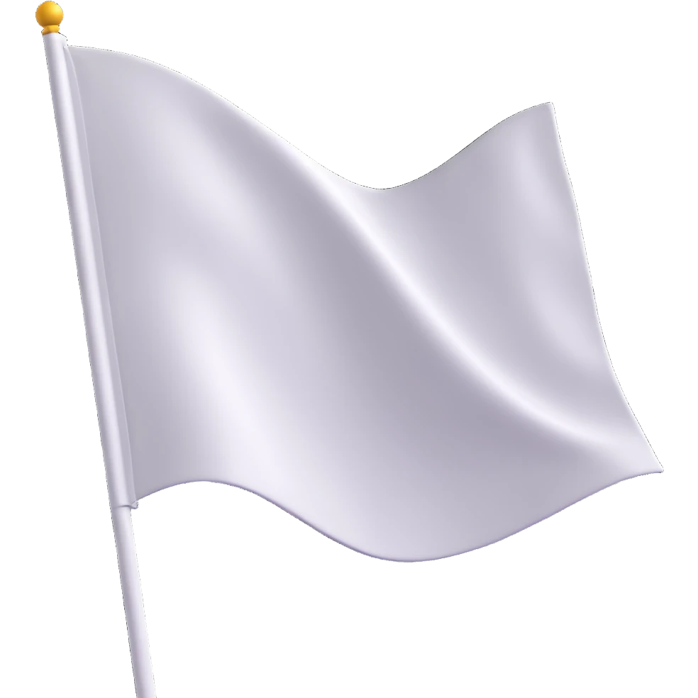 white flag, 3D style, simple icon, no text, transparent background emoji