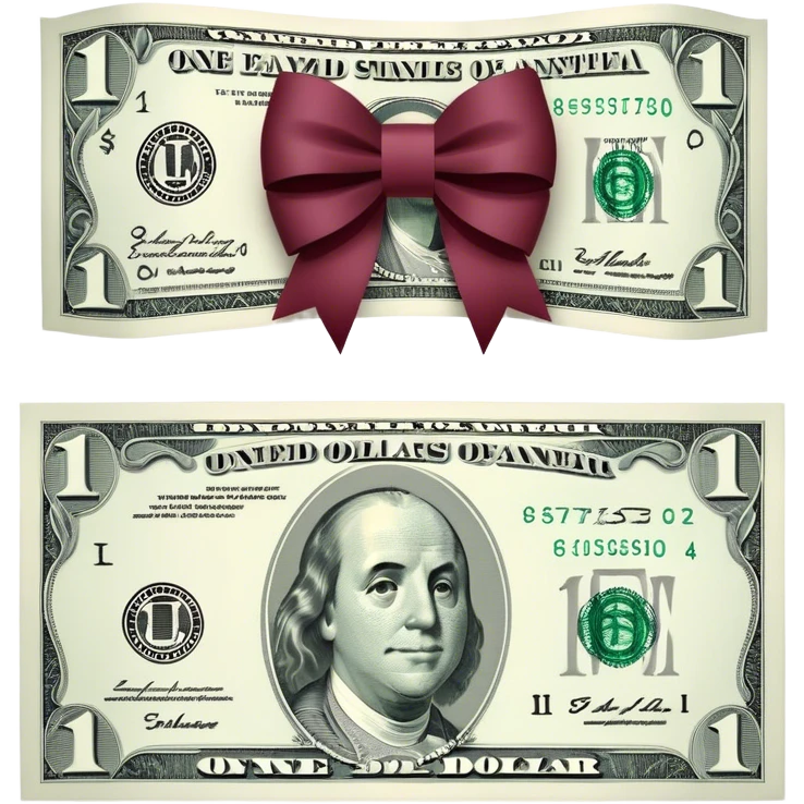 One Dollar with burgundy bow  emoji