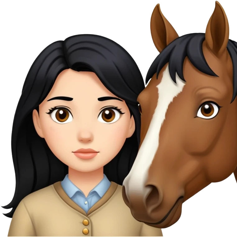 Horse with a girl with black hair emoji