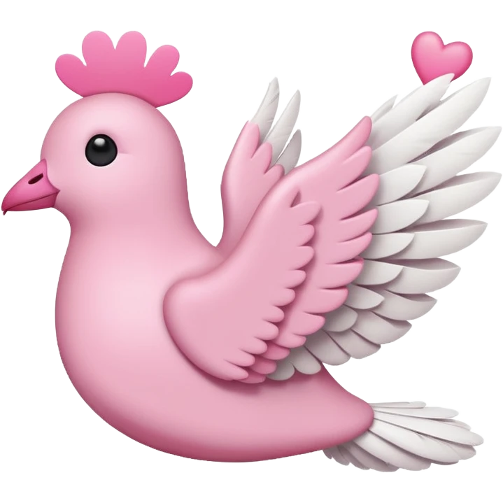 a minimalist emoji of a pink peace dove with pink hearts around it emoji