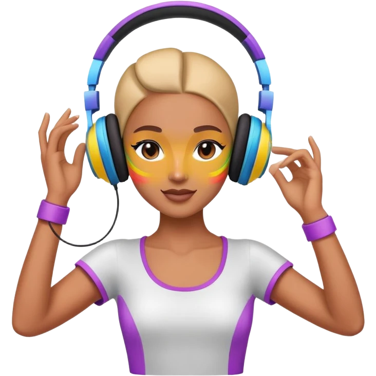 Colorful dancing figure with headphones for 'Beauty and a Beat' emoji